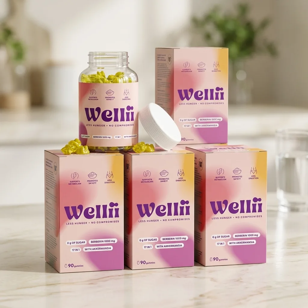 Několik balení Wellii vedle sebe